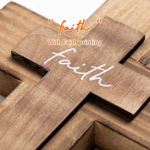 OKSQW Wandkreuz aus Holz für Christen, religiöses spirituelles Kreuz, Geschenke mit Haken zum Aufhängen an der Wand oder am Tisch mit Glauben für Kirche, Zuhause, Dekoration für Weihnachten (5 Farben