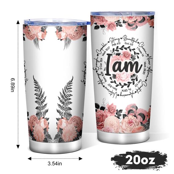AYGE Christliche Geschenke für Frauen: 7-teiliges Set mit 20 oz Edelstahlbecher, Kerze, Lesezeichen & mehr - Modern, Glitzer, Vakuumisoliert, Wiederverwendbar, Hochzeit, Ruhestand