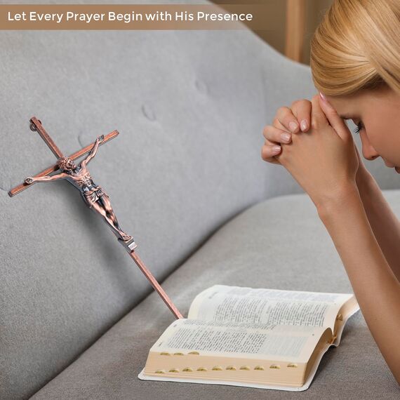 ACHIBANG Kruzifix, Wandkreuz im antiken Kupferstil, katholisches Wandkruzifix mit Jesus, für Zuhause oder über der Tür als Haussegen, 25,4 cm