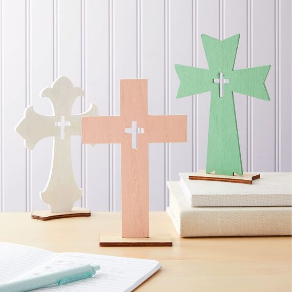 Bright Creations Holzkreuz, stehend, 18 cm, Hellbraun, 12 Stück
