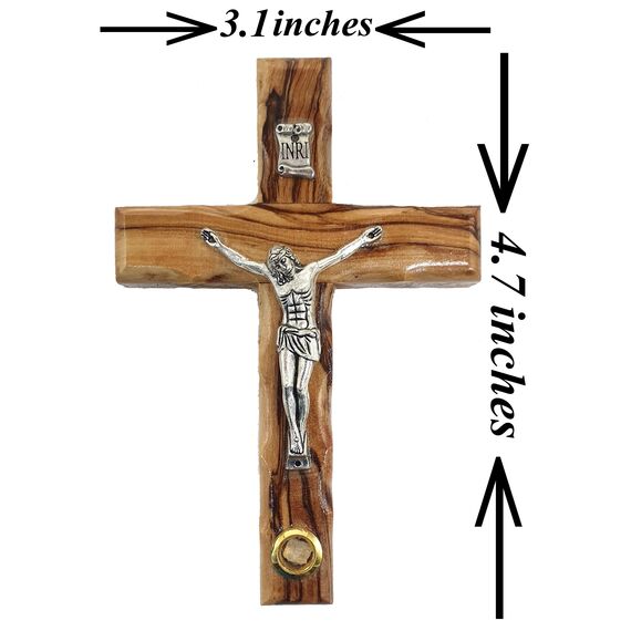 Zuluf Katholisches Kreuz, 12 cm, mit Stein des Heiligen Landes – CRS046