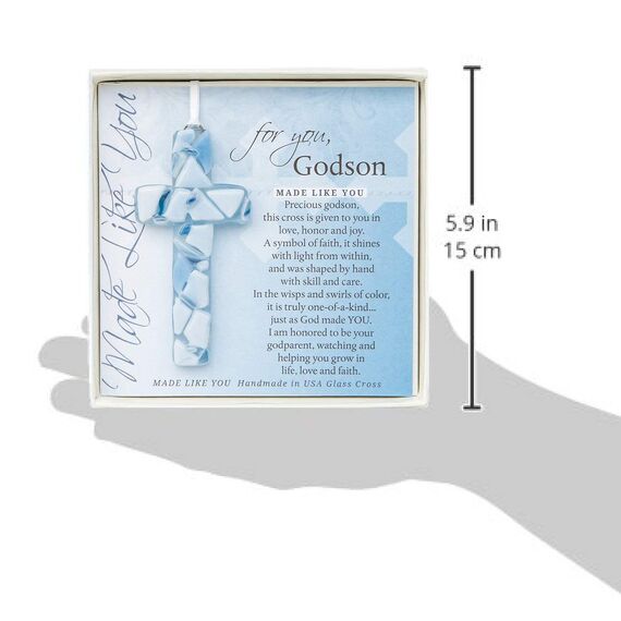 The Grandparent Gift Co. For You Godson Mosaik-Kreuz aus Glas, handgefertigt, Blau