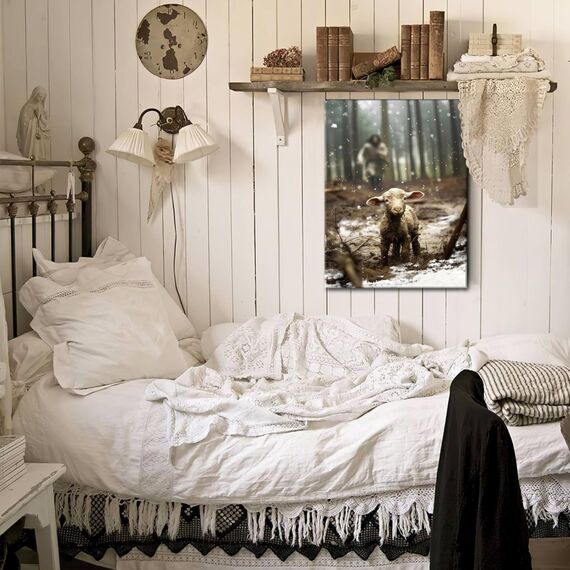 Christliche Wandkunst, Jesus rettet das verlorene Lamm auf Leinwand, Wanddekoration, Religion, Leinwandkunst, Wanddekoration, Poster, Gemälde, Drucke für Wohnzimmer, Schlafzimmer, Gebetsraum, gerahmt