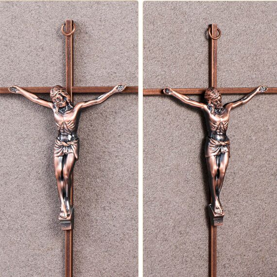 ACHIBANG Kruzifix, Wandkreuz im antiken Kupferstil, katholisches Wandkruzifix mit Jesus, für Zuhause oder über der Tür als Haussegen, 25,4 cm