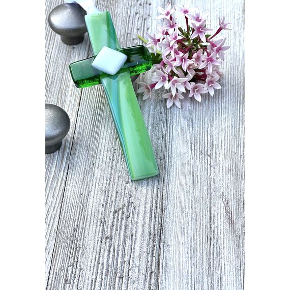 Urgroßmutter Handgefertigtes Glas Kreuz mit Poesie