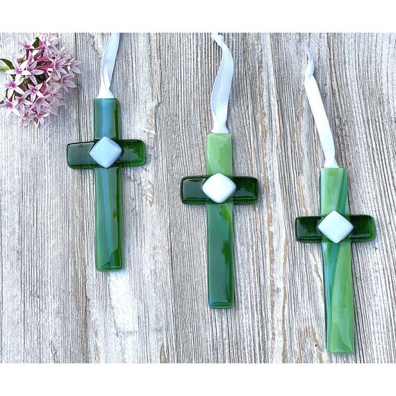 Urgroßmutter Handgefertigtes Glas Kreuz mit Poesie