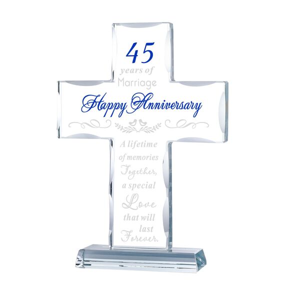 YWHL Glaskreuz zum 45. Jahrestag, Geschenk für Eltern, 45. Hochzeitstag, romantische Geschenke für Ehefrau, Ehemann, Geschenke für Paare, die 45 Jahre Hochzeit feiern, Dekorationen
