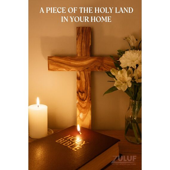 Zuluf Wall Hanging Olive Wood Cross 20cm Olivewood Christian Wall Cross (Ow-Crs-051) by