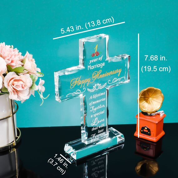 YWHL Kreuz zum 1. Hochzeitstag, 1 Jahr für Paar, Kreuzdeko für ein Jahr Ehe