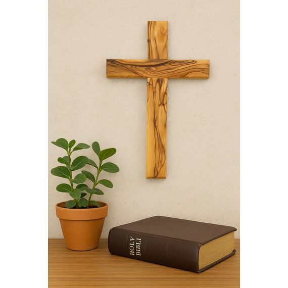 Zuluf Wall Hanging Olive Wood Cross 20cm Olivewood Christian Wall Cross (Ow-Crs-051) by