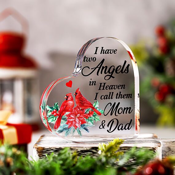 Karenhi 10,2 cm Kardinal-Gedenkgeschenk für den Verlust von Mama Vater, Trauergeschenk für den Verlust eines geliebten Menschen, Engel im Himmel, Tischdekoration für Zuhause, Gedenktafel