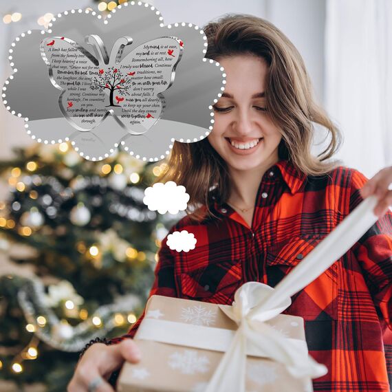 Karenhi 10,2 cm roter Kardinal-Weihnachtsgeschenk, Gedenkgeschenk für den Verlust eines geliebten Menschen, Trauerdekoration, Verlust, Mutter, Vater, Sohn, Ehemann im Himmel, Glastisch, Gedenken (15,2