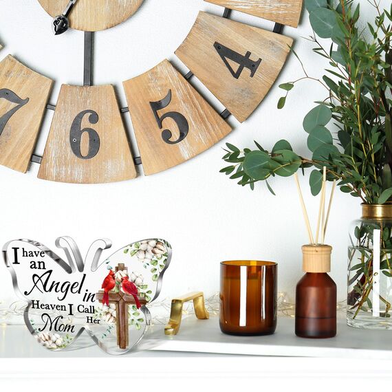 Karenhi 10,2 cm roter Kardinal-Weihnachtsgeschenk, Gedenkgeschenk für den Verlust eines geliebten Menschen, Trauerdekoration, Verlust, Mutter, Vater, Sohn, Ehemann im Himmel, Glastisch, Gedenken (15,2