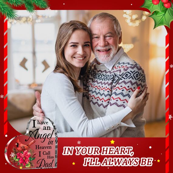 Red Memorial Cardinal Gift Sympathy Deavement Gift in Heaven Christmas Cardinal Memorial Gifts for Loss of Mom/Dad in Memory of Gift Christmas in Heaven Remembrance Gifts Dad,6 Inch)