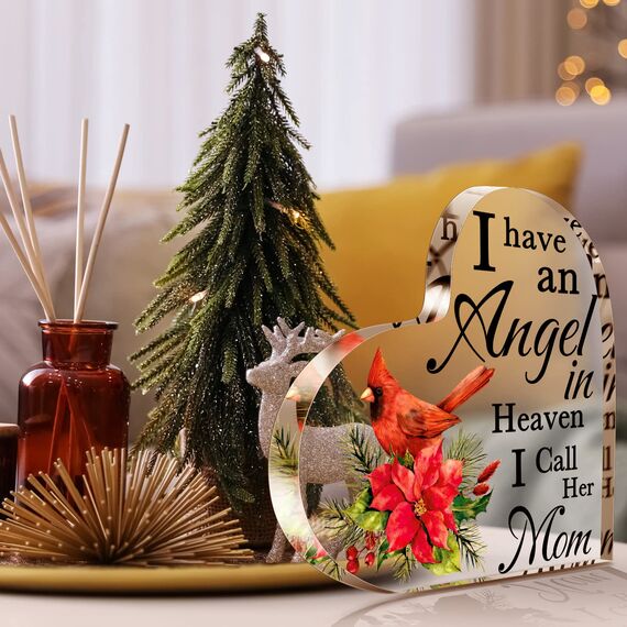 Karenhi Sympathy Kardinal Mutter Memorial Sign Acryl 10 x 10 x 1,4 cm Dekorative-Schilder Trauer Geschenk