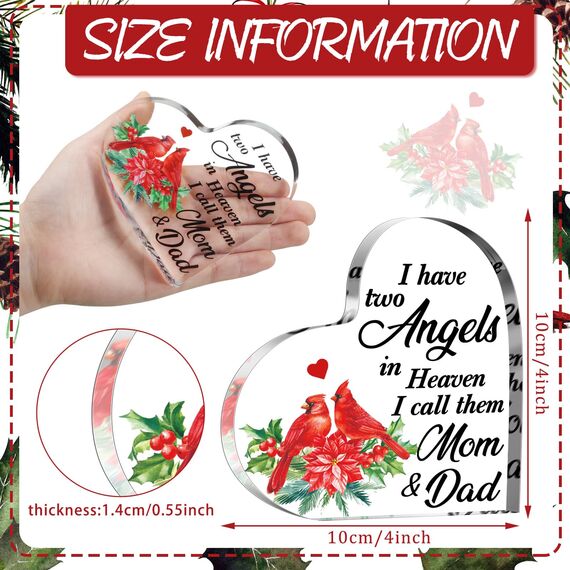 Karenhi 10,2 cm Kardinal-Gedenkgeschenk für den Verlust von Mama Vater, Trauergeschenk für den Verlust eines geliebten Menschen, Engel im Himmel, Tischdekoration für Zuhause, Gedenktafel