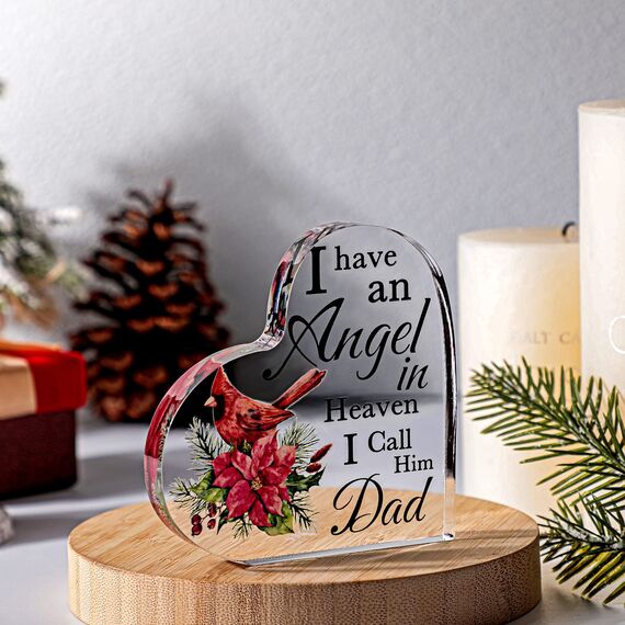 Red Memorial Cardinal Gift Sympathy Deavement Gift in Heaven Christmas Cardinal Memorial Gifts for Loss of Mom/Dad in Memory of Gift Christmas in Heaven Remembrance Gifts Dad,6 Inch)