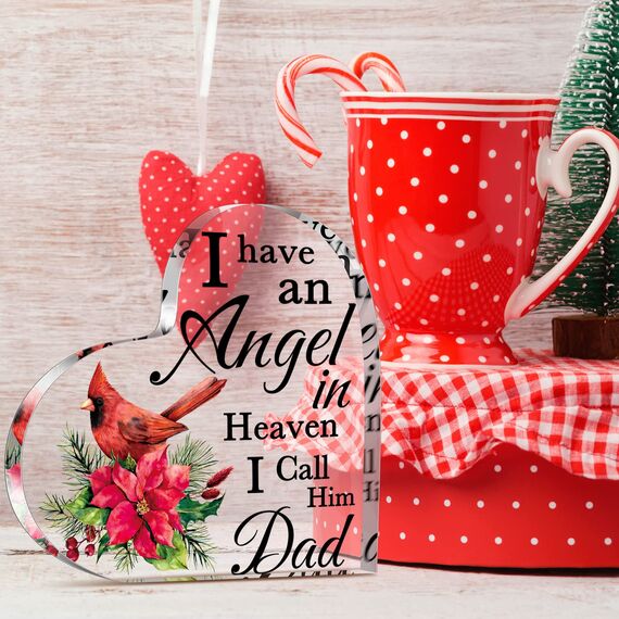 Red Memorial Cardinal Gift Sympathy Deavement Gift in Heaven Christmas Cardinal Memorial Gifts for Loss of Mom/Dad in Memory of Gift Christmas in Heaven Remembrance Gifts Dad,6 Inch)
