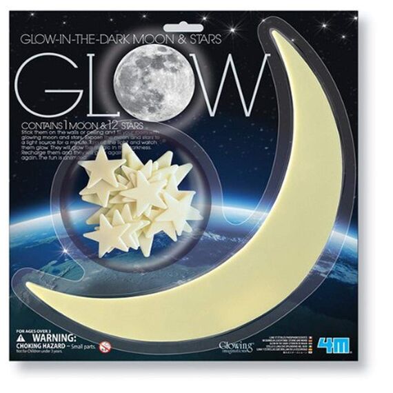 4M Glow-In-The-Dark Moon and Stars - 1 Moon/12 Stars by