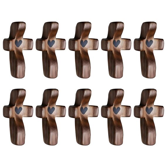 Yookin Cross My Heart/Ermutigungsgeschenk, Holzkreuz, Fidget zum Festhalten, Festhalten und Beten, religiöses Geschenk (schwarz, 10 Stück)
