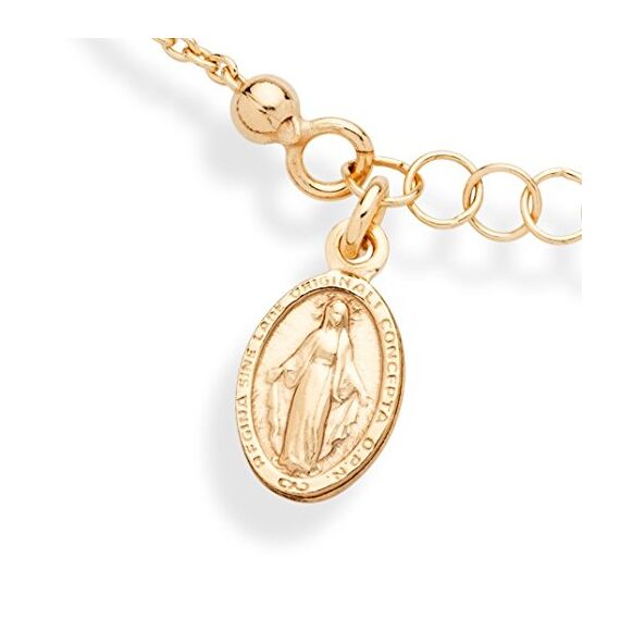 Miabella 18 Karat Gold über Sterling Silber italienischen Rosenkranz Kreuz Bead Charm Gliederkette Armband für Frauen Teen Girls, einstellbar 6-7 oder 7-8 Zoll 925 Made in Italy (7 "bis 8")
