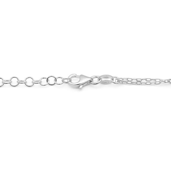 AKA Gioielli® - 925 Silber Rosenkranz Armband mit Schwarze Steine mit Jungfrau Maria und Kreuz - Armband für Damen und Herren, längenverstellbar