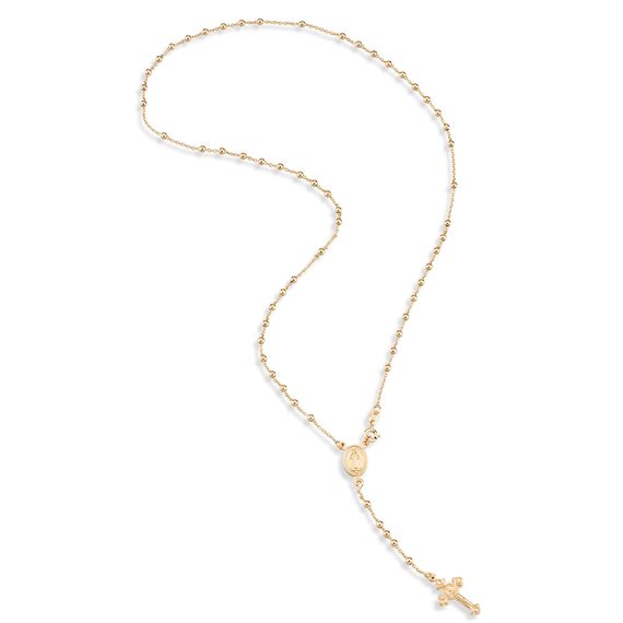 Miabella Halskette aus 925er Sterlingsilber oder 18 Karat Gelbgold über Silber, italienischer Rosenkranz, Y-Halskette für Damen und Herren, Length 24 Inches, Sterling Silber, Kein Edelstein