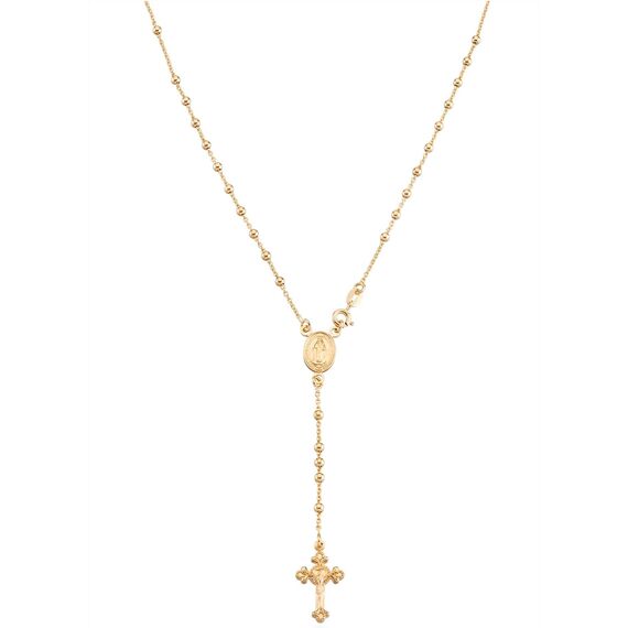Miabella Halskette aus 925er Sterlingsilber oder 18 Karat Gelbgold über Silber, italienischer Rosenkranz, Y-Halskette für Damen und Herren, Length 24 Inches, Sterling Silber, Kein Edelstein