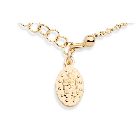 Miabella 18 Karat Gold über Sterling Silber italienischen Rosenkranz Kreuz Bead Charm Gliederkette Armband für Frauen Teen Girls, einstellbar 6-7 oder 7-8 Zoll 925 Made in Italy (7 "bis 8")