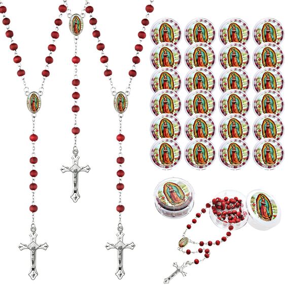 Brilucky Rosenkranz-Perlen für Taufgeschenke, 24 Pack, Metall, Kein Edelstein