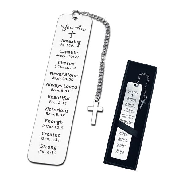Kireida® Christian Lesezeichen, mit Schwarz Lesezeichenbox, Inspirierender Bibelvers Lesezeichen,Cross,für Absolvent, Erste Kommunion und Taufgeschenke