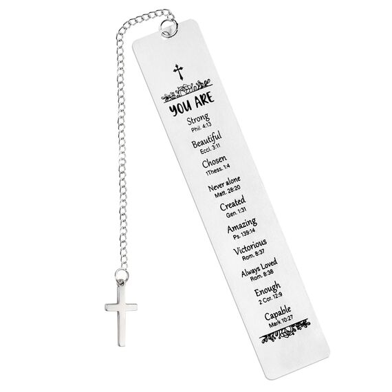 loghohu Christliche Geschenke, Lesezeichen Metall, Christian Lesezeichen mit Bibelvers und Kreuz Anhänger für Frauen, Freunde, Geburtstag, Taufe, Erstkommunion, Abschluss