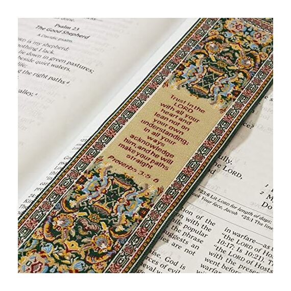 Logos Lesezeichen – Sprüche 3: 5–6 – Gelb, Christian, Stoff Teppich Lesezeichen