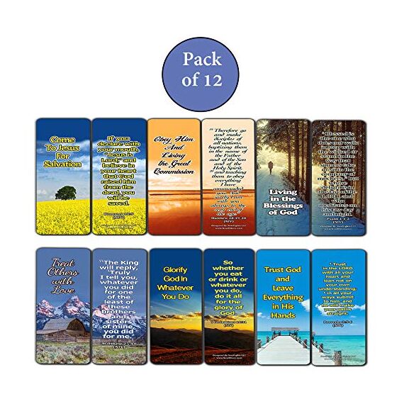 Top Bible Verses on God's Will Bookmarks Cards (12-Pack) - Holy Scriptures to Live A God-Centered Christian Life - Stocking Stuffers for Chucrh Supplies VBS Bible Study Men Women Ministry