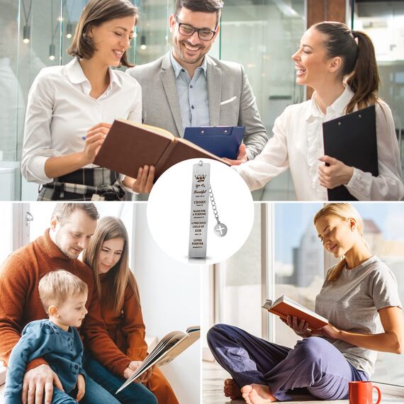 TIESOME Edelstahl Inspirational Christian Lesezeichen, Buchliebhaber Lesezeichen Inspirational Bibel Vers Bookmarker für Frauen Männer Beste Freunde Taufe Religiöse Kirche Geschenke