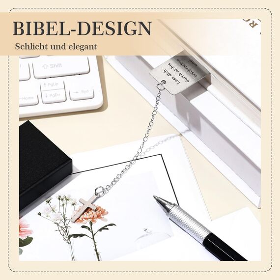 Tenare Christian Lesezeichen mit Bibelvers und Kreuz Anhänger Inspirierendes Lesezeichen mit Geschenkbox Christliches Geschenk für Kommunion Konfirmation Motivation Geschenk für Frauen Männer (Mut)