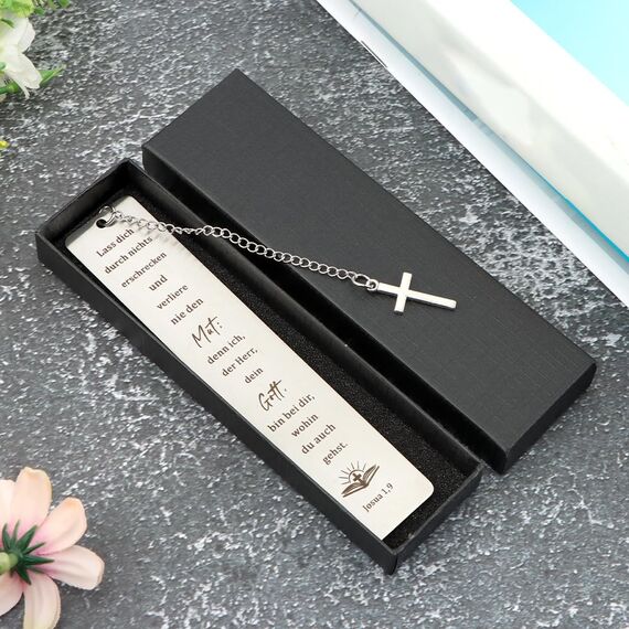 Christian Lesezeichen mit Bibelvers und Kreuz Anhänger Inspirierendes Lesezeichen Christliche Geschenke Christian Lesezeichen Inspirierende Geschenke Mit Geschenkbox für Frauen Männer(SIZE:lass)