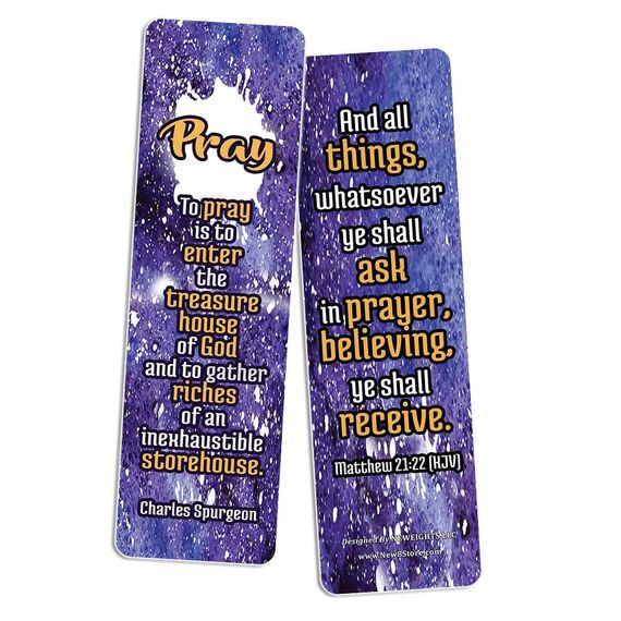 Christian Prayer Bookmarks - The Lord's Prayer (12-Pack) - Collection of Bible Verses for Daily Motivation - Reverence Bible Texts Sunday School Easter Baptism - Thanksgiving Christmas Rewards