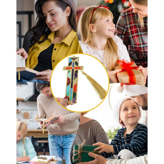 MOPZIJA Christian Lesezeichen mit Bibelvers und Kreuz Anhänger Inspirierendes Lesezeichen Christliches Geschenk für Kommunion Konfirmation Motivation Geschenk für Frauen Männer,bibel zubehör