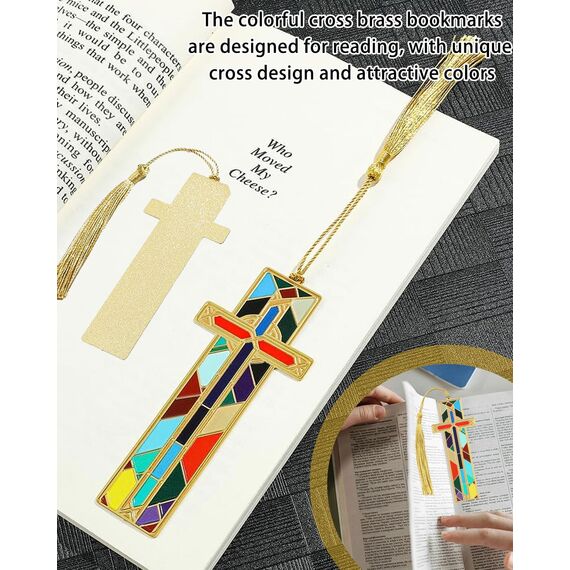 MOPZIJA Christian Lesezeichen mit Bibelvers und Kreuz Anhänger Inspirierendes Lesezeichen Christliches Geschenk für Kommunion Konfirmation Motivation Geschenk für Frauen Männer,bibel zubehör