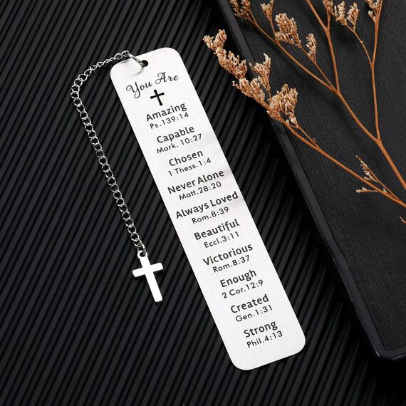 Kireida® Christian Lesezeichen, mit Schwarz Lesezeichenbox, Inspirierender Bibelvers Lesezeichen,Cross,für Absolvent, Erste Kommunion und Taufgeschenke