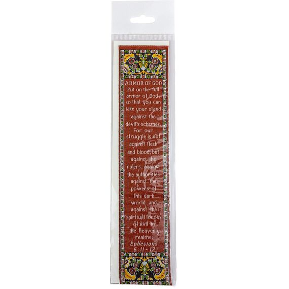 Armor of God, Bulk Pack of 6 Woven Fabric Christian Bookmarks, Silky Soft Ephesians 6:11-12 Flexible Bookmarker for Novels.