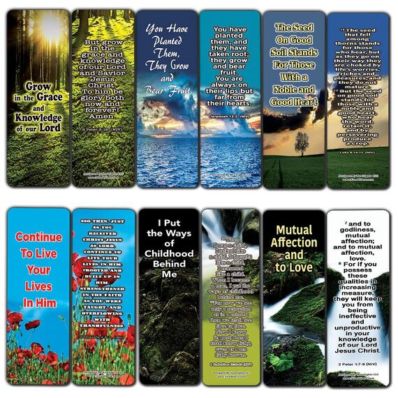 Everything You Need for Growth Bibel-Lesezeichen (12er-Pack) – Kollektion Motivational of Bibelvers on Christian Development