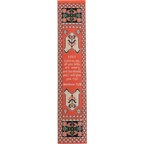 I Will Give You Rest, Bulk Pack of 6 Woven Fabric Christian Bookmarks, Silky Soft Matthew 11:28 Flexible Bookmarker for No.