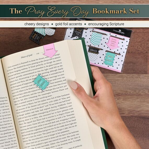 Christian Art Gifts Magnetische Schrift Lesezeichen Set für Männer und Frauen: Pray Every Day Inspirierende rosa und blaugrüne magnetische Bibelvers Pagemarker Set von 6 für Bibeln und Bücher,