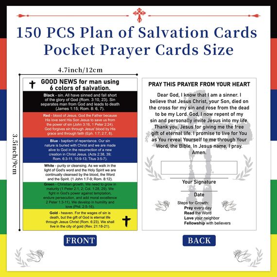 gisgfim 150 Stück Rettungsplan Karten Bulk Bibeltrakte Gospel Traktat Tasche Christian Tracts Gebetskarten Rettung Trakt Mini inspirierende Bibelversen Brieftasche Planer Lesezeichen für