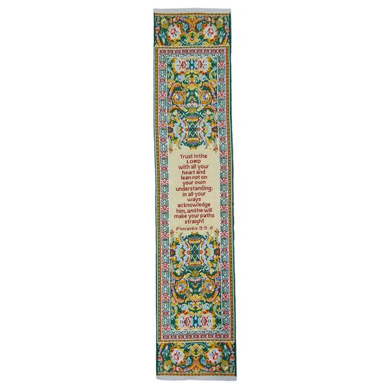 Logos Lesezeichen – Sprüche 3: 5–6 – Gelb, Christian, Stoff Teppich Lesezeichen