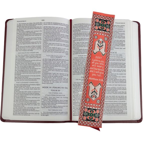 I Will Give You Rest, Bulk Pack of 6 Woven Fabric Christian Bookmarks, Silky Soft Matthew 11:28 Flexible Bookmarker for No.