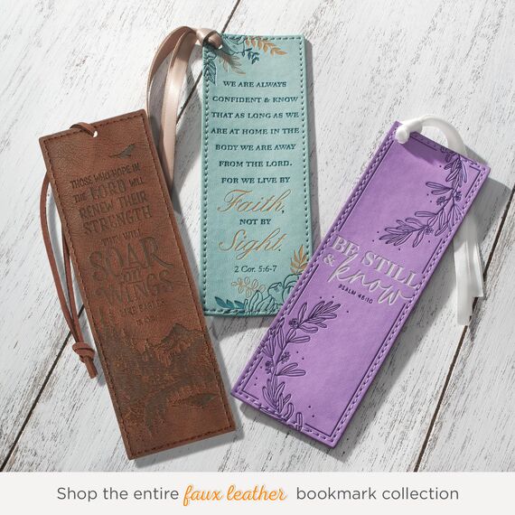 Christian Art Gifts Faux Leather Bookmark Soar On Wings Isaiah 40:31 Bible Verse, Brown