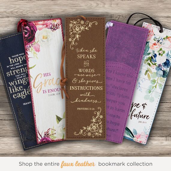 Christian Art Gifts Kunstleder-Lesezeichen "When She Speaks Her Words are Wise Proverbs 31 Woman Bibelvers w/Cord Quaste, Braun